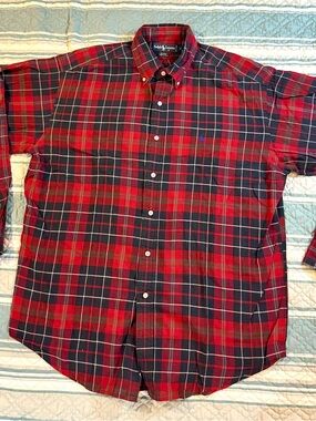 Ralph Lauren Blaire Shirt Men Size Medium Red Plaid  Cotton